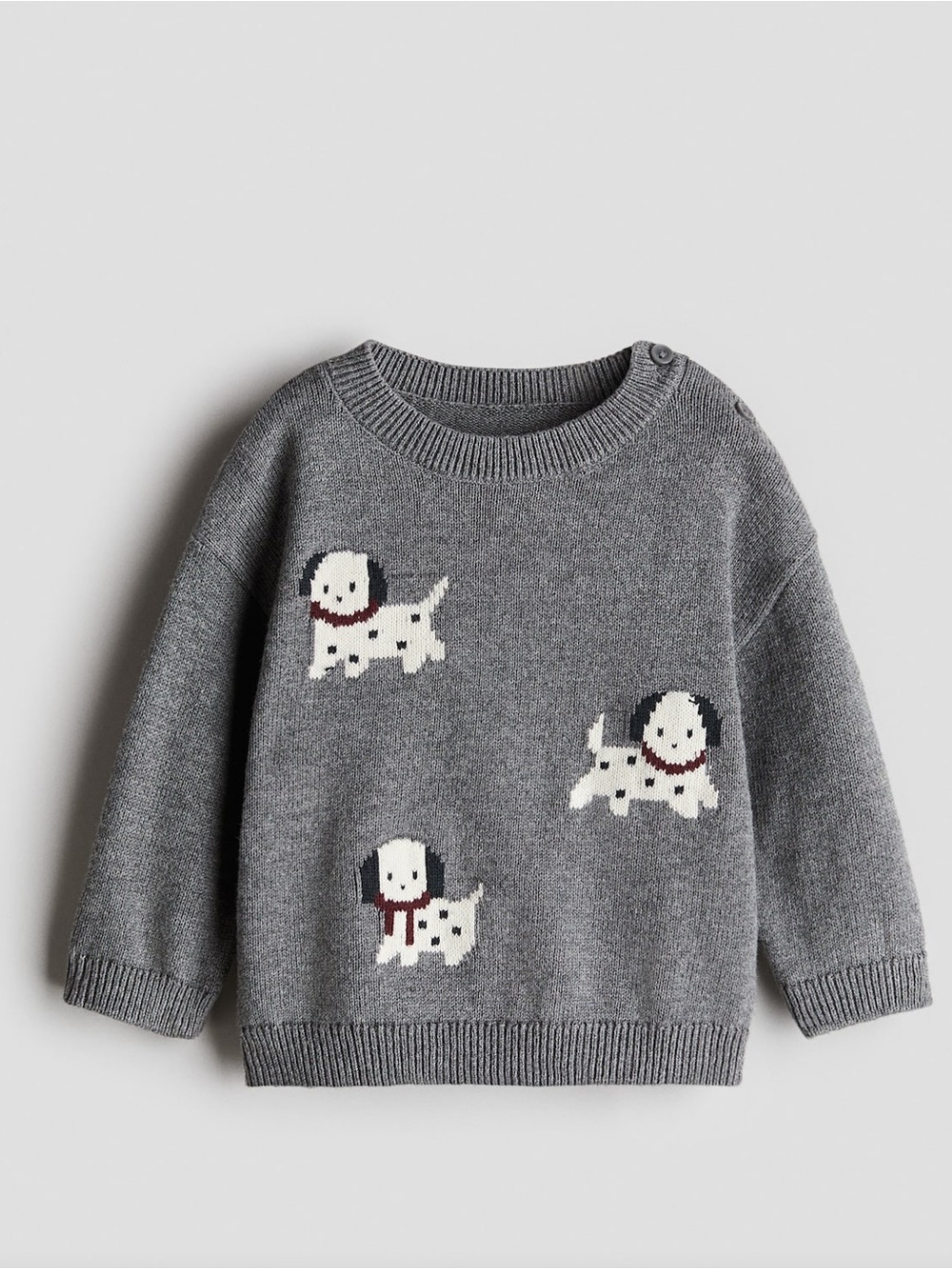 Gray Dog Knit Cotton Sweater